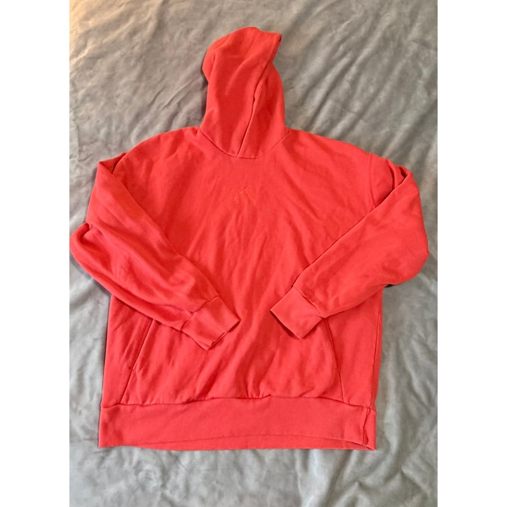 Adidas Sportswear Mens XL Coral Red Fleece Hoodie Tonal Logo Pullover Sweatshirt